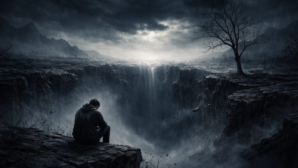 Imagem simbólica do sofrimento psíquico e da depressão, representando o vazio emocional persistente