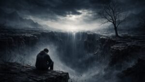 Imagem simbólica do sofrimento psíquico e da depressão, representando o vazio emocional persistente