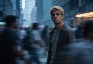 Brasileiro em cidade estrangeira com sensação de confusão e deslocamento