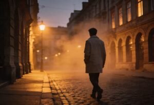 Pessoa sozinha em ambiente urbano refletindo sobre dificuldades em relacionamentos ao morar fora