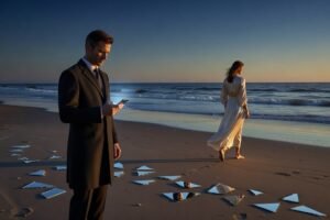 Casal na praia simbolizando por que terminar dói tanto e o luto amoroso.