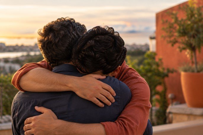 família não aceita, pessoa recebendo acolhimento genuíno de amigo próximo
