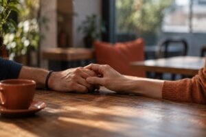 sexualidade e identidade, mãos se aproximando em gesto de conexão afetiva