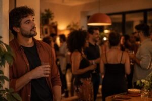 solidão LGBTQIA+, pessoa observando grupo social com sensação de distância