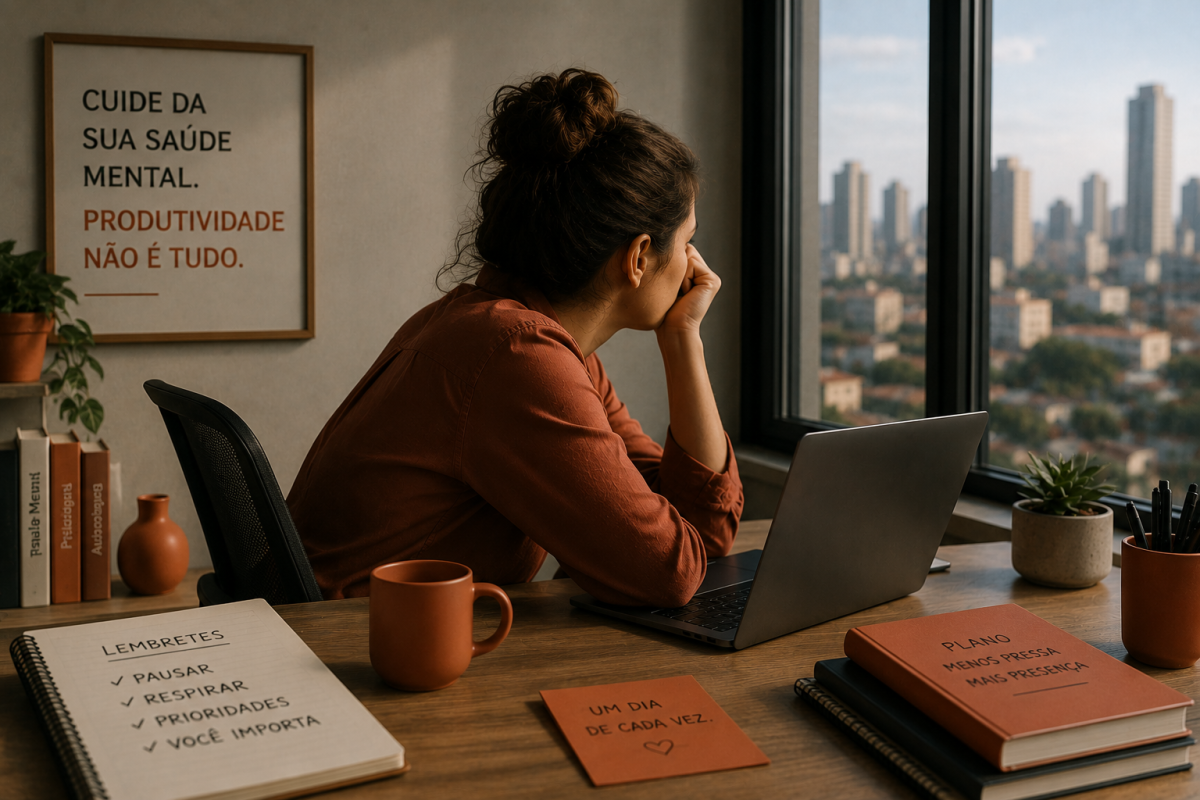 Depressão no trabalho atinge quem segue produzindo por fora enquanto esvazia por dentro. Entenda os sinais e quando buscar psicoterapia.