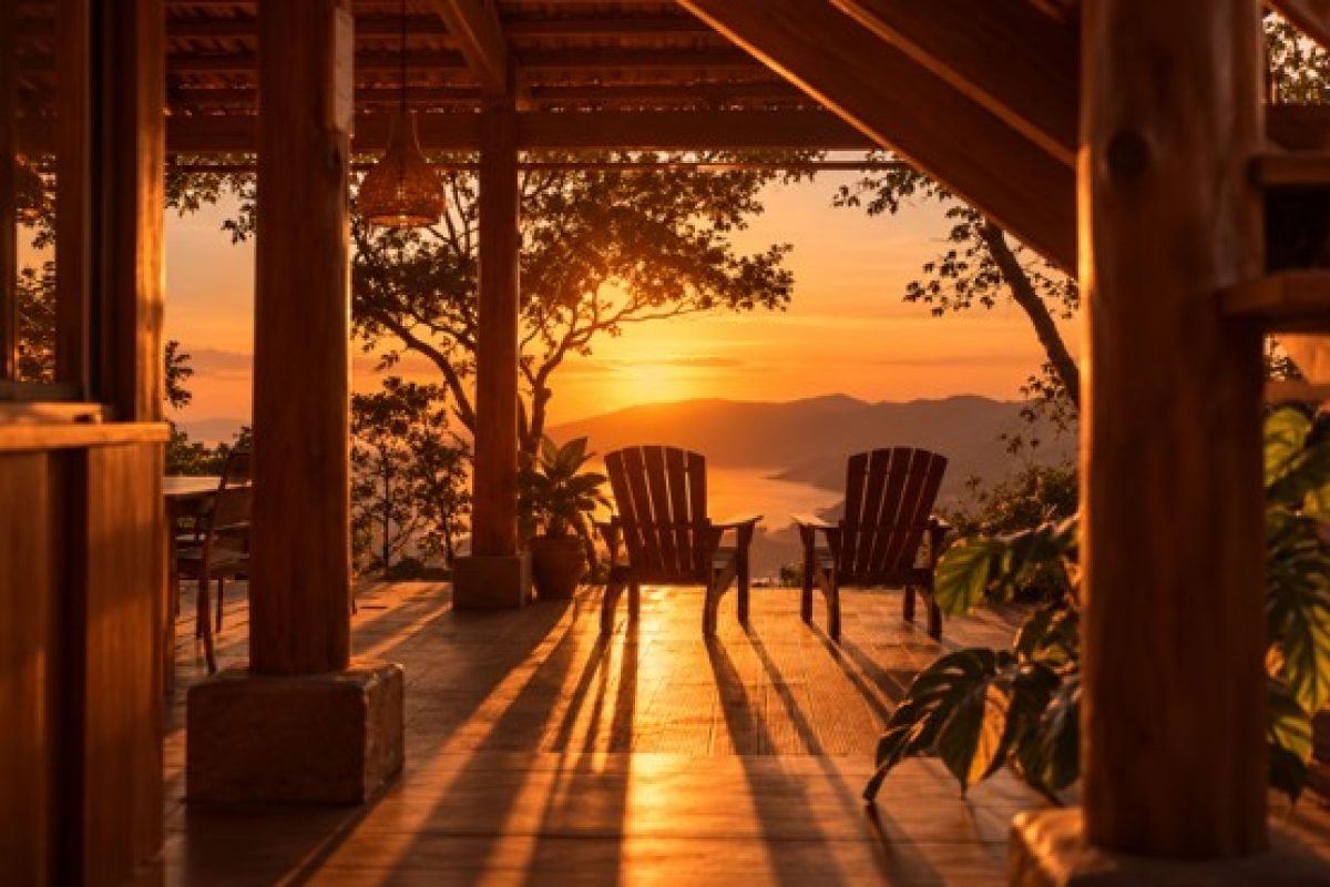homens sem amigos: duas cadeiras vazias numa varanda ao pôr do sol