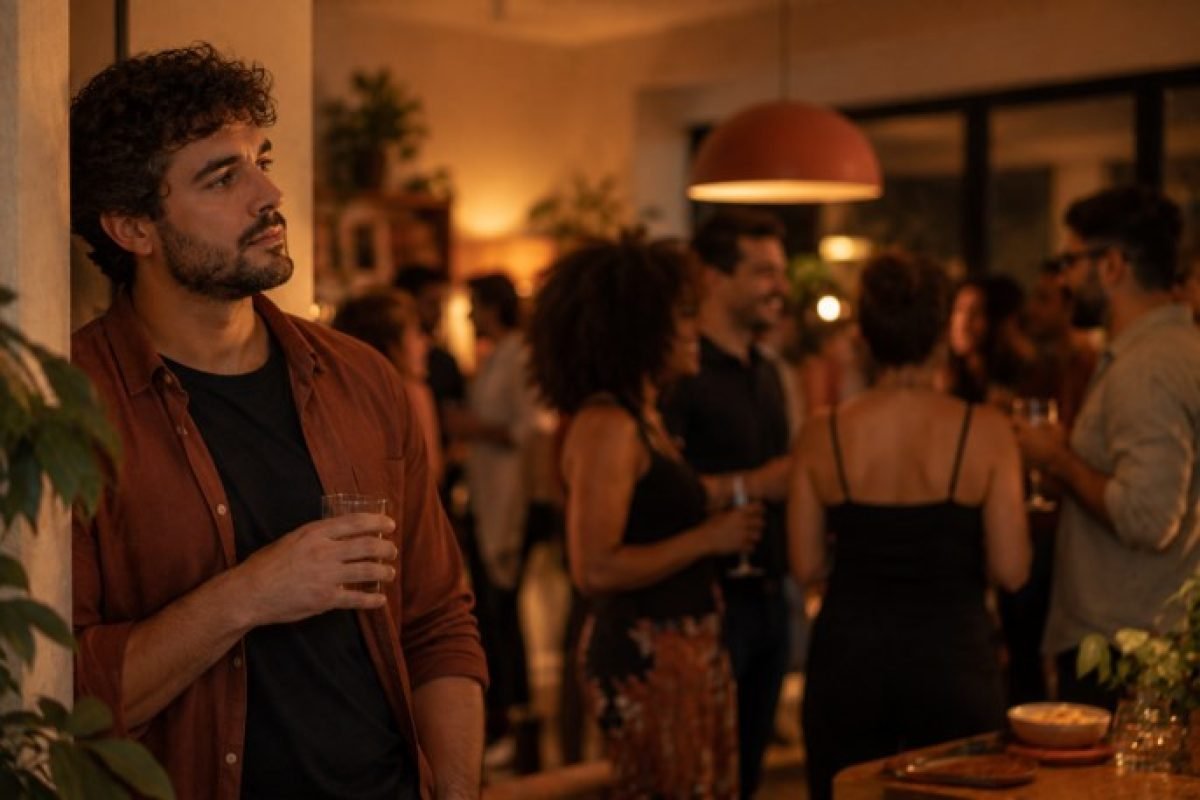 solidão LGBTQIA+, pessoa observando grupo social com sensação de distância