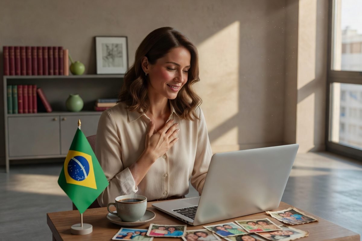 Brasileira fazendo terapia em português no exterior com psicólogo brasileiro online