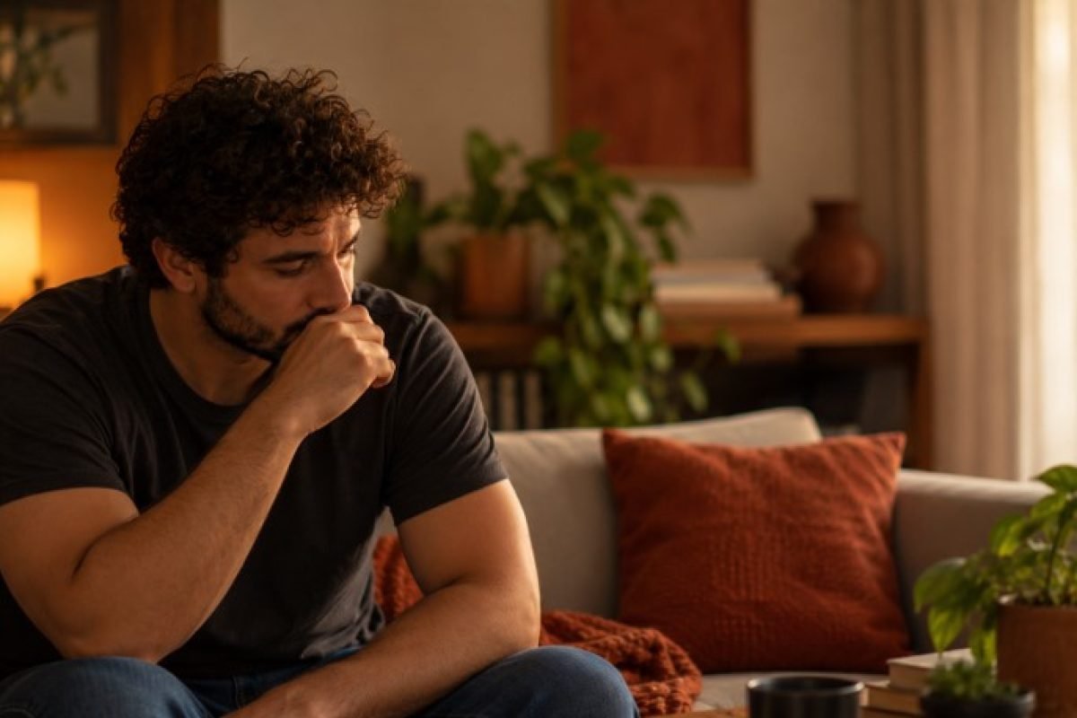 vergonha, pessoa em momento de introspecção e vulnerabilidade emocional